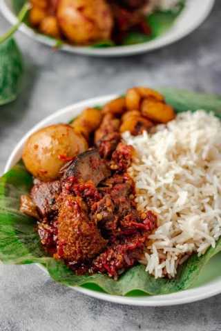Ofada rice is one of the best traditional meals served at Nigerian events
