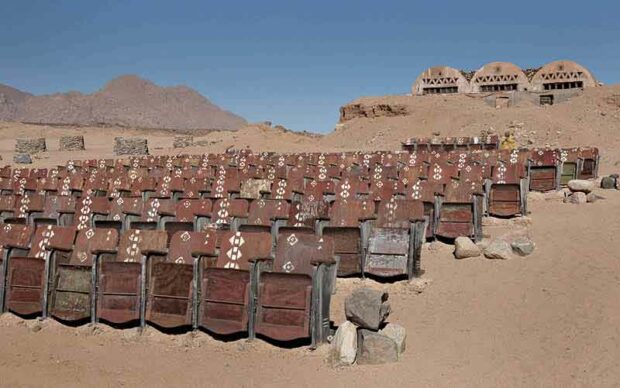 Rows of seats at the Abandoned Outdoor Theater in Egypt