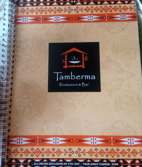 Tamberma restaurant menu front page