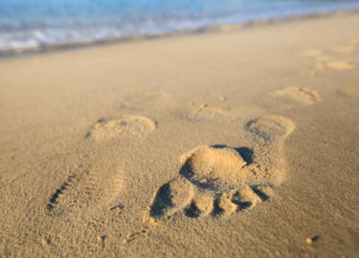 footprint on sand beach