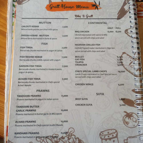 Tamberma restaurant Grill menu 