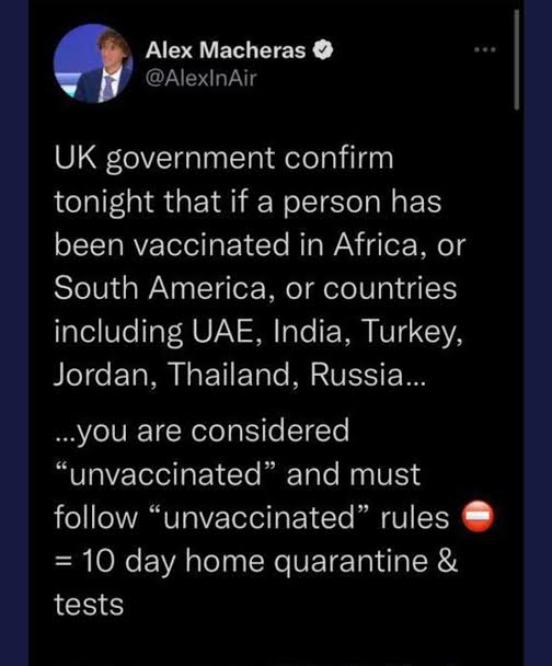 Those administered vaccination in Africa are considered “Unvaccinated”.